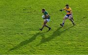 8 January 2023; Michéal Burns of Kerry gathers possesison ahead of Jamie Malone of Clare during the McGrath Cup Group A match between Kerry and Clare at Austin Stack Park in Tralee, Kerry. Photo by Brendan Moran/Sportsfile