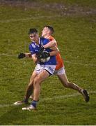 11 January 2023; Tiarnan Madden of Cavan is tackled by Joe Sheridan of Armagh during the Bank of Ireland Dr McKenna Cup Round 3 match between Cavan and Armagh at Kingspan Breffni in Cavan. Photo by Eóin Noonan/Sportsfile