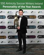 14 January 2023; Shamrock Rovers manager Stephen Bradley poses with the Men's Personality of the Year award during the SSE Airtricity / Soccer Writers Ireland Awards 2022 at The Clayton Hotel in Dublin. Photo by Stephen McCarthy/Sportsfile