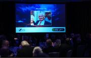 14 January 2023; A tribute to the late Mick Meegan during the SSE Airtricity / Soccer Writers Ireland Awards 2022 at The Clayton Hotel in Dublin. Photo by Stephen McCarthy/Sportsfile