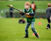 22 January 2023; James Tiger O'Donoghue, age 8, practices his skills using his father Tadhg O'Donoghue's hurley before the Co-Op Superstores Munster Hurling League Group 2 match between Kerry and Limerick at Austin Stack Park in Tralee, Kerry. Photo by Michael P Ryan/Sportsfile