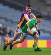 22 January 2023; Tiarnán Flannagan of Watty Graham's Glen is tackled by Shane Walsh of Kilmacud Crokes during the AIB GAA Football All-Ireland Senior Club Championship Final match between Watty Graham's Glen of Derry and Kilmacud Crokes of Dublin at Croke Park in Dublin. Photo by Ramsey Cardy/Sportsfile