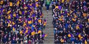 22 January 2023; Kilmacud Crokes supporters in the Cusack Stand celebrate their side's first goal during the AIB GAA Football All-Ireland Senior Club Championship Final match between Glen of Derry and Kilmacud Crokes of Dublin at Croke Park in Dublin. Photo by Daire Brennan/Sportsfile