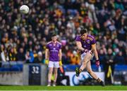 22 January 2023; Shane Walsh of Kilmacud Crokes kicks a free during the AIB GAA Football All-Ireland Senior Club Championship Final match between Watty Graham's Glen of Derry and Kilmacud Crokes of Dublin at Croke Park in Dublin. Photo by Ramsey Cardy/Sportsfile