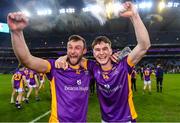 22 January 2023; Shane Horan, left, and Dara Mullin of Kilmacud Crokes celebrate after the AIB GAA Football All-Ireland Senior Club Championship Final match between Watty Graham's Glen of Derry and Kilmacud Crokes of Dublin at Croke Park in Dublin. Photo by Piaras Ó Mídheach/Sportsfile