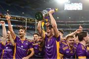 22 January 2023; Theo Clancy of Kilmacud Crokes leads celebrates after the AIB GAA Football All-Ireland Senior Club Championship Final match between Glen of Derry and Kilmacud Crokes of Dublin at Croke Park in Dublin. Photo by Daire Brennan/Sportsfile