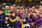 22 January 2023; Kilmacud Crokes' players celebrate after the AIB GAA Football All-Ireland Senior Club Championship Final match between Glen of Derry and Kilmacud Crokes of Dublin at Croke Park in Dublin. Photo by Daire Brennan/Sportsfile