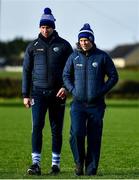 15 January 2023; Laois selectors Dan Shanahan, left, and Eamon Jackman before the Walsh Cup Group 2 Round 2 match between Laois and Kilkenny at Kelly Daly Park in Rathdowney, Laois. Photo by Sam Barnes/Sportsfile