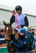 26 January 2023; Jockey Davy Russell after riding Teahupoo to victory in the John Mulhern Galmoy Hurdle at Gowran Park in Kilkenny. Photo by Seb Daly/Sportsfile