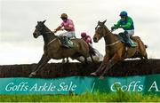 26 January 2023; Carefully Selected, right, with Paul Townend up, jumps the last on their way to winning the Goffs Thyestes Handicap Steeplechase, from second place Dunboyne, left, with Sam Ewing up, at Gowran Park in Kilkenny. Photo by Seb Daly/Sportsfile