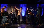 28 January 2023; Robbie Henshaw of Leinster, second right, plays with his family's band The Ramblers after the United Rugby Championship match between Leinster and Cardiff at RDS Arena in Dublin. Photo by Harry Murphy/Sportsfile