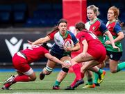 29 January 2023; Maeve Og O’Leary of Combined Provinces XV in action against Jenna De Vera and Caitlin Lewis of WRU Development XV during the Celtic Challenge 2023 match between Welsh Development XV and Combined Provinces XV at Cardiff Arms Park in Cardiff, Wales. Photo by Gareth Everett/Sportsfile