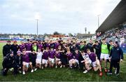 1 February 2023; Clongowes Wood College players celebrate after the Bank of Ireland Leinster Rugby Schools Senior Cup First Round match between Terenure College and Clongowes Wood College at Energia Park in Dublin. Photo by Ben McShane/Sportsfile