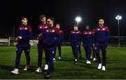 3 February 2023; Drogheda United players inspect the pitch before the Jim Malone Cup match between Drogheda United and Dundalk at Weaver's Park in Drogheda, Louth. Photo by Ben McShane/Sportsfile