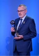 3 February 2023; Uachtarán Chumann Lúthchleas Gael Larry McCarthy with the Dermot Earley Family award during the GAA President's Awards at Croke Park in Dublin. Photo by Seb Daly/Sportsfile