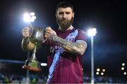 3 February 2023; Drogheda United captain Gary Deegan with the Jim Malone cup after his side's victory in the Jim Malone Cup match between Drogheda United and Dundalk at Weaver's Park in Drogheda, Louth. Photo by Ben McShane/Sportsfile