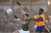 5 February 2023; Robin Clarke of Meath in action against Ikem Ugwueru of Clare during the Allianz Football League Division 2 match between Meath and Clare at Páirc Tailteann in Navan, Meath. Photo by Daire Brennan/Sportsfile