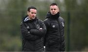 4 February 2023; Shamrock Rovers manager Collie O'Neill, left, with Shamrock Rovers assistant coach Ciaran Ryan during the pre-season friendly match between Cork City and Shamrock Rovers at Charleville Community Sports Complex in Cork. Photo by Eóin Noonan/Sportsfile