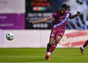 3 February 2023; Elicha Ahui of Drogheda United during the Jim Malone Cup match between Drogheda United and Dundalk at Weaver's Park in Drogheda, Louth. Photo by Ben McShane/Sportsfile