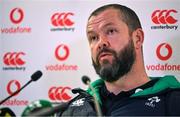 9 February 2023; Head coach Andy Farrell during an Ireland rugby media conference at the Aviva Stadium in Dublin. Photo by Brendan Moran/Sportsfile