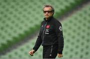 10 February 2023; Head coach Fabien Galthié during the France rugby captain's run at the Aviva Stadium in Dublin. Photo by Seb Daly/Sportsfile