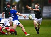 10 February 2023; Vincent Martinez of France in action against Anthony Ryan of IURU during the Maxol Irish Universities Rugby Union Student International match between Ireland and France at the Mardyke in Cork. Photo by Eóin Noonan/Sportsfile