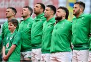 11 February 2023; Ireland players, from left, Jonathan Sexton, Peter O’Mahony, Tadhg Beirne, Conor Murray, Andrew Porter and Stuart McCloskey before the Guinness Six Nations Rugby Championship match between Ireland and France at the Aviva Stadium in Dublin. Photo by Seb Daly/Sportsfile