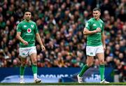 11 February 2023; Jonathan Sexton, right, and Conor Murray of Ireland during the Guinness Six Nations Rugby Championship match between Ireland and France at the Aviva Stadium in Dublin. Photo by Harry Murphy/Sportsfile