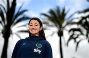 15 February 2023; Marissa Sheva poses for a portrait during a Republic of Ireland women training camp in Marbella, Spain. Photo by Stephen McCarthy/Sportsfile