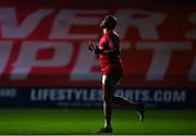 17 February 2023; Simon Zebo of Munster runs out for the second half during the United Rugby Championship match between Munster and Ospreys at Thomond Park in Limerick. Photo by Harry Murphy/Sportsfile