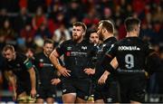 17 February 2023; Ospreys players react after conceding a seventh try during the United Rugby Championship match between Munster and Ospreys at Thomond Park in Limerick. Photo by Sam Barnes/Sportsfile