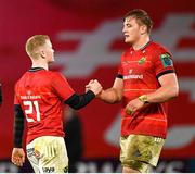 17 February 2023; Ethan Coughlan and Gavin Coombes of Munster after their side's victory in the United Rugby Championship match between Munster and Ospreys at Thomond Park in Limerick. Photo by Harry Murphy/Sportsfile