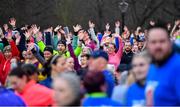 18 February 2023; Participants warm-up before the Operation Transformation 5K at Phoenix Park in Dublin. Photo by Tyler Miller/Sportsfile