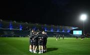 18 February 2023; Leinster players huddle before the United Rugby Championship match between Leinster and Dragons at RDS Arena in Dublin. Photo by Harry Murphy/Sportsfile