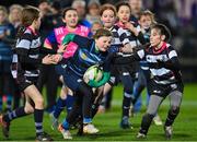 18 February 2023; Action between Old Belvedere and Navan during the Bank of Ireland Half-Time Minis at the United Rugby Championship match between Leinster and Dragons at RDS Arena in Dublin. Photo by Harry Murphy/Sportsfile