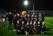 18 February 2023; The Dundalk team with Leo the Lion, Martin Moloney and Charlie Ngatai before the Bank of Ireland Half-Time Minis at the United Rugby Championship match between Leinster and Dragons at RDS Arena in Dublin. Photo by Harry Murphy/Sportsfile