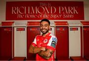 20 February 2023; Jake Mulraney poses for a portrait during a St Patrick's Athletic media conference at Richmond Park in Dublin. Photo by Ramsey Cardy/Sportsfile