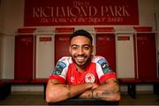 20 February 2023; Jake Mulraney poses for a portrait during a St Patrick's Athletic media conference at Richmond Park in Dublin. Photo by Ramsey Cardy/Sportsfile