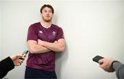 21 February 2023; Ryan Baird during an Ireland rugby media conference at the IRFU High Performance Centre at the Sport Ireland Campus in Dublin. Photo by Harry Murphy/Sportsfile