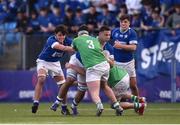 21 February 2023; Aaron O’Brien of St Mary’s College is tackled by Adam McVerry of Gonzaga College during the Bank of Ireland Leinster Rugby Schools Senior Cup Quarter Final match between St Mary’s College and Gonzaga College at Energia Park in Dublin. Photo by Daire Brennan/Sportsfile