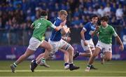 21 February 2023; Oran Reid of St Mary’s College is tackled by Adam McVerry of Gonzaga College during the Bank of Ireland Leinster Rugby Schools Senior Cup Quarter Final match between St Mary’s College and Gonzaga College at Energia Park in Dublin. Photo by Daire Brennan/Sportsfile