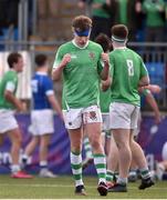 21 February 2023; Jody Browne of Gonzaga College celebrates after side won a penalty near the end of the Bank of Ireland Leinster Rugby Schools Senior Cup Quarter Final match between St Mary’s College and Gonzaga College at Energia Park in Dublin. Photo by Daire Brennan/Sportsfile