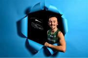 23 February 2023; 800m runner John Fitzsimons stands for a portrait during a 2023 European Indoor Championships Team Ireland media morning at the Sport Ireland Conference Centre in Dublin. Photo by Sam Barnes/Sportsfile