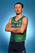 23 February 2023; 800m runner John Fitzsimons stands for a portrait during a 2023 European Indoor Championships Team Ireland media morning at the Sport Ireland Conference Centre in Dublin. Photo by Sam Barnes/Sportsfile