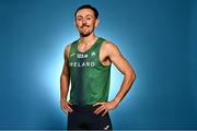 23 February 2023; 800m runner John Fitzsimons stands for a portrait during a 2023 European Indoor Championships Team Ireland media morning at the Sport Ireland Conference Centre in Dublin. Photo by Sam Barnes/Sportsfile