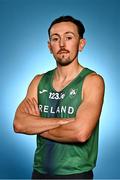 23 February 2023; 800m runner John Fitzsimons stands for a portrait during a 2023 European Indoor Championships Team Ireland media morning at the Sport Ireland Conference Centre in Dublin. Photo by Sam Barnes/Sportsfile