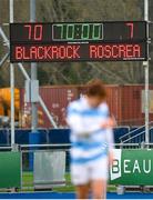 23 February 2023; A general view of the final score after the Bank of Ireland Leinster Rugby Schools Senior Cup Quarter Final match between Blackrock College and Cistercian College at Energia Park in Dublin. Photo by Harry Murphy/Sportsfile