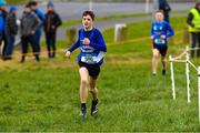 24 February 2023; Oran Duignan from St. Flannan's College, Ennis, Co Clare on his way to winning the Minor Boys race during the 123.ie Munster Schools Cross Country Championships at SETU Waterford in Waterford. Photo by Matt Browne/Sportsfile