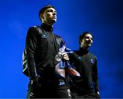 24 February 2023; Alfie Lewis, left, and Louie Annesley of Dundalk arrive for the SSE Airtricity Men's Premier Division match between Bohemians and Dundalk at Dalymount Park in Dublin. Photo by Stephen McCarthy/Sportsfile