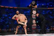 25 February 2023; Pedro Carvalho, left, in action against Jeremy Kennedy during their featherweight bout at Bellator 291 in the 3 Arena, Dublin. Photo by David Fitzgerald/Sportsfile